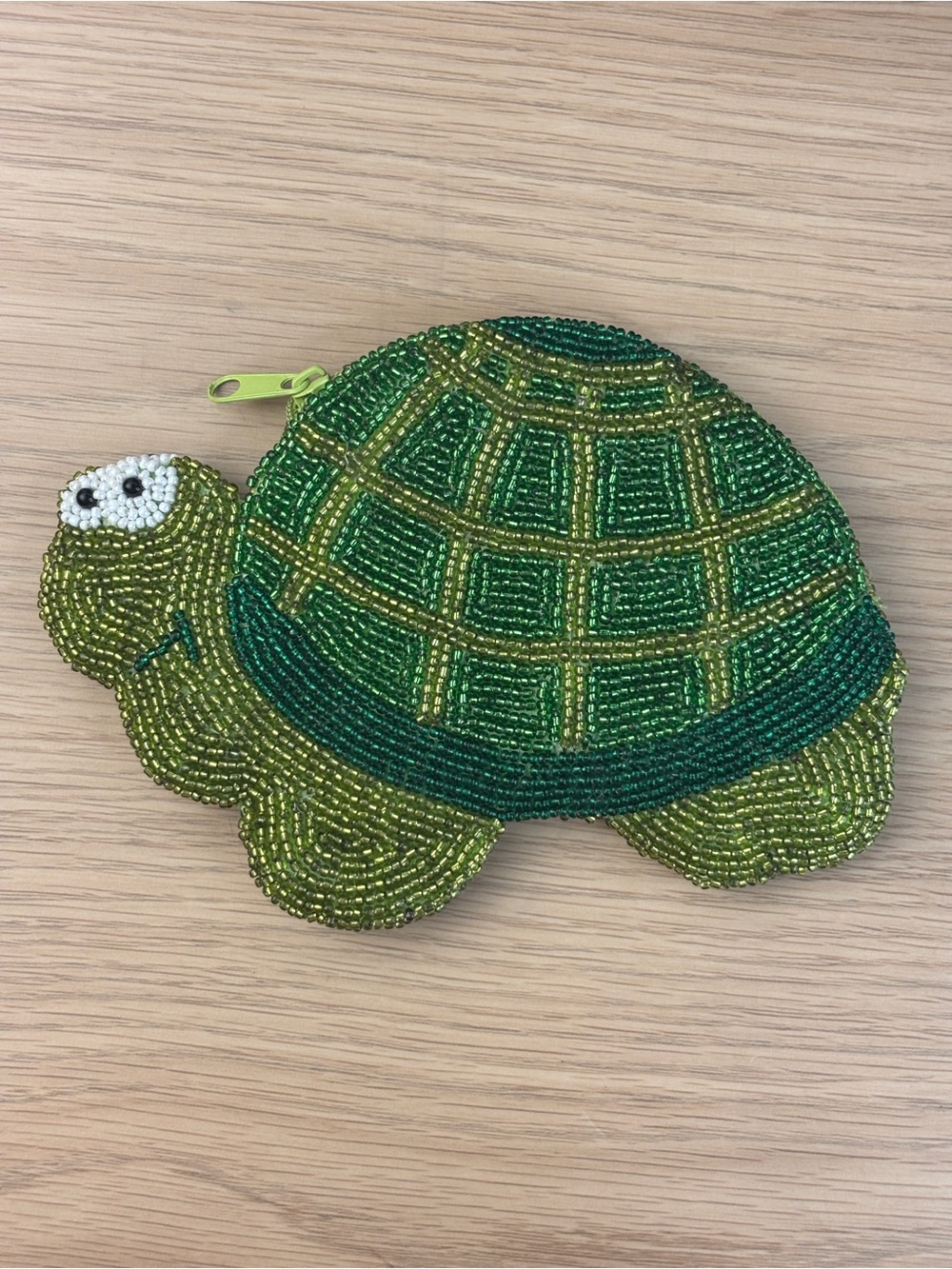 Beaded C. Marie Turtle Coin Purse in Green